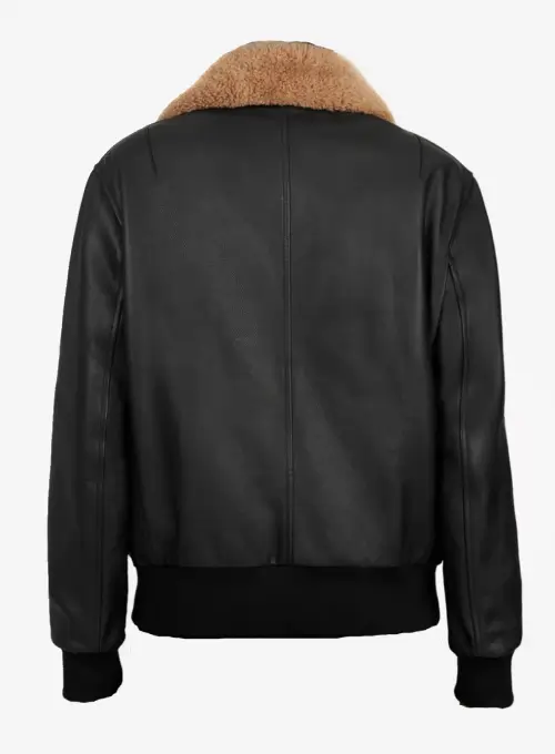 Men's Black Sherpa Collar Leather Jacket - LEE Leather Jackets