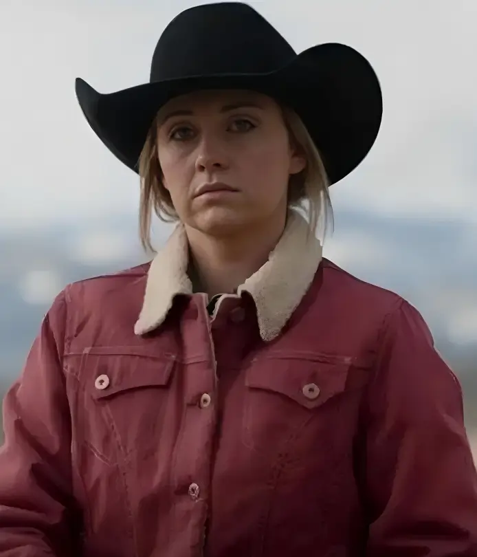 Heartland Amy Fleming Red Sherpa Collar Jacket - LEE Leather Jackets