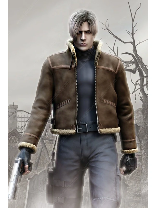 Resident Evil 4 Leon Kennedy Shearling Jacket - LEE Leather Jackets